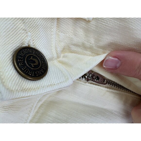True Religion Womens Pale Yellow Denim Shorts NWT Size 24 Made In Italy - Picture 12 of 16
